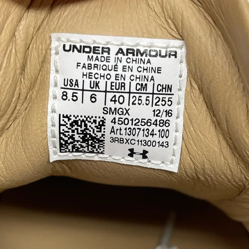 Under Armour White Perforated Leather Capeside Crew Sneakers Wmns 8.5